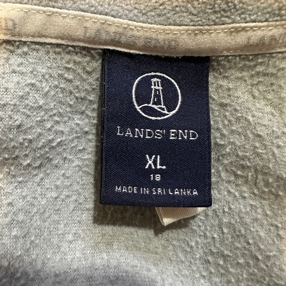 Land's End Gray Polartec Fleece Zip Front Vest Vintage 1990s Y2K XL/18 - Picture 14 of 16